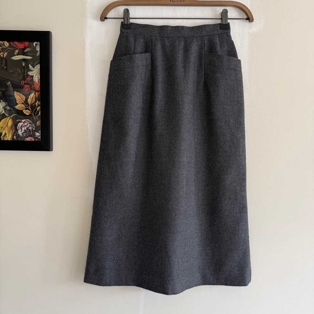 Classic Women's Grey A-Line Wool Blend Skirt Size XS